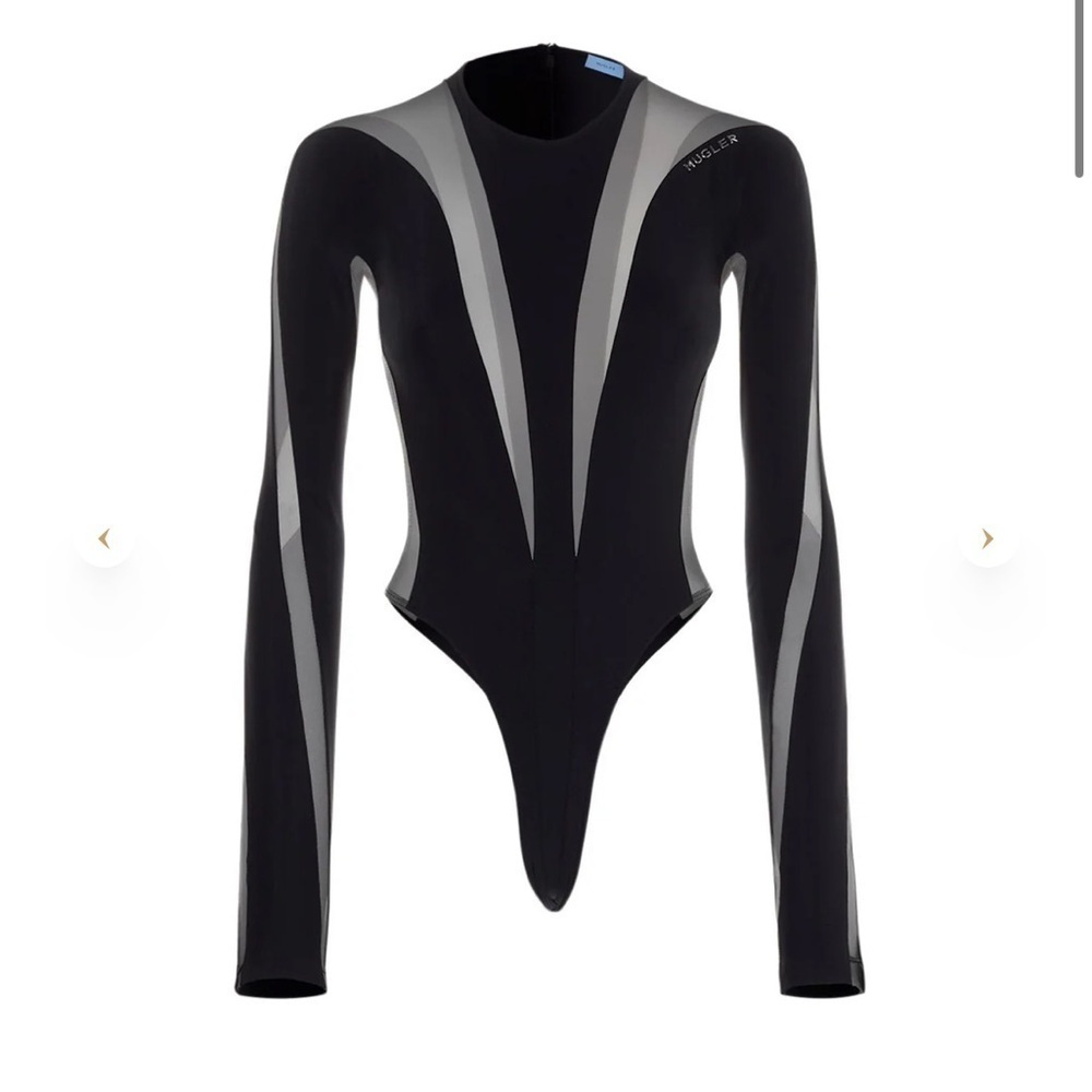 NWT Mugler Illusion sheer-detail bodysuit black - size FR 34